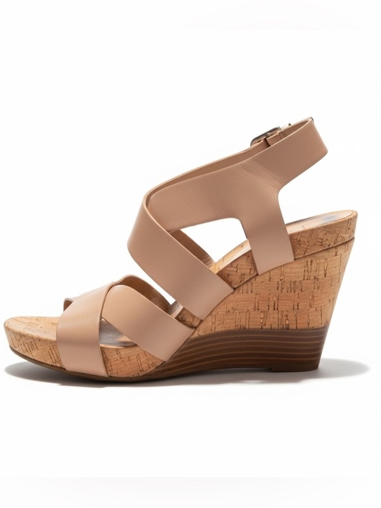INC International Concepts Shoes - INC Women's Landor Faux Leather Strappy Wedges Tan